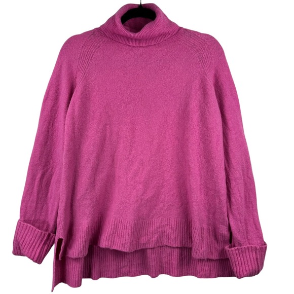 J Crew Sweater Large Pink Merino Wool Alpaca Blend Turtleneck High Neck - Picture 6 of 11